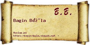 Bagin Béla névjegykártya